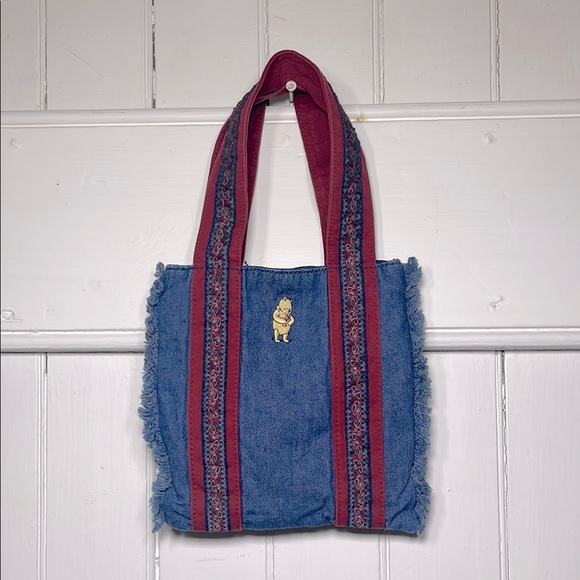 Disney Other - VINTAGE DISNEY STORE VGUC Denim Fringe Embroidered Winnie the Pooh Girls Purse
